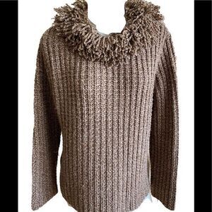 Magic Line Made in Italy Sweater - XL brown mock turtleneck, arylic wool